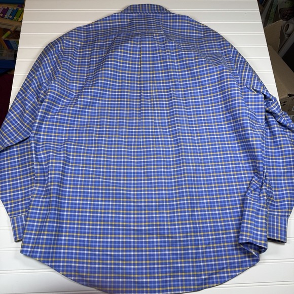 Brooks Brothers Casual Button Up Men's XL Blue Yellow White Plaid Supima Casual - Picture 5 of 5
